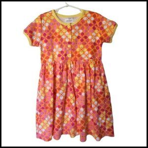 Hanna Andersson Dress Orange Yellow Floral size‎ 120 size 6 7 Years Girls